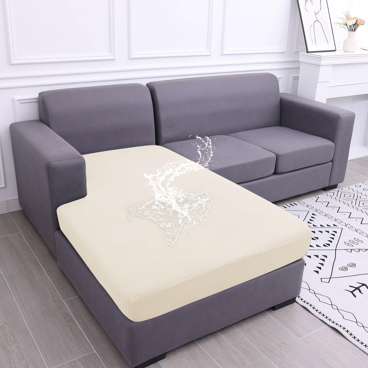 hyha Waterproof Couch Cushion Covers for Pets, Non Slip Sofa Seat Cover