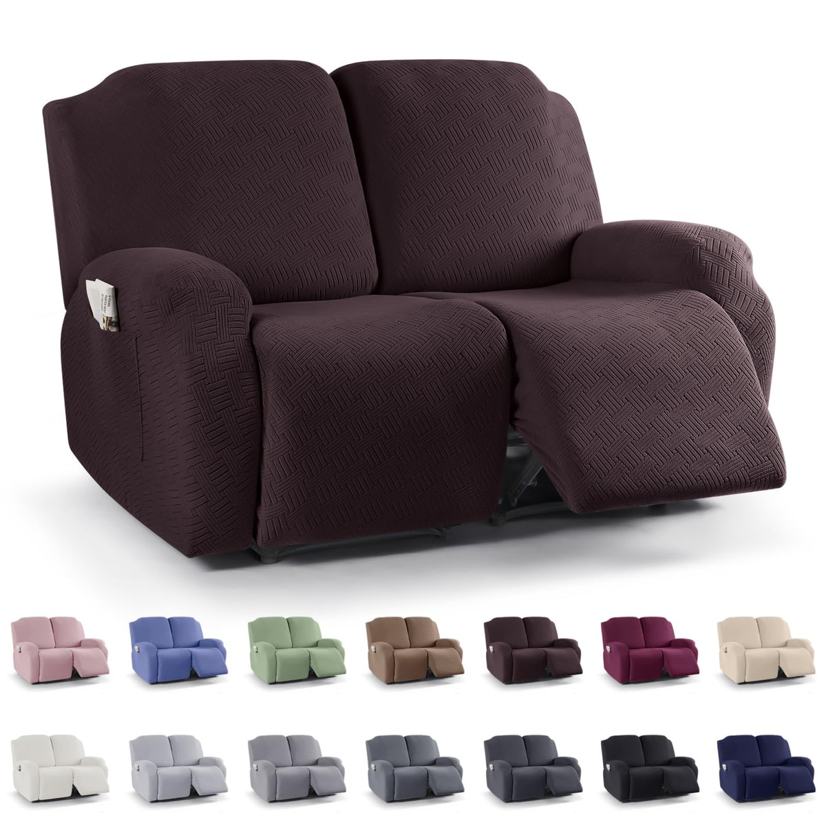 KinCam Recliner Sofa Covers, Stretch Reclining Cover, Dark Gray