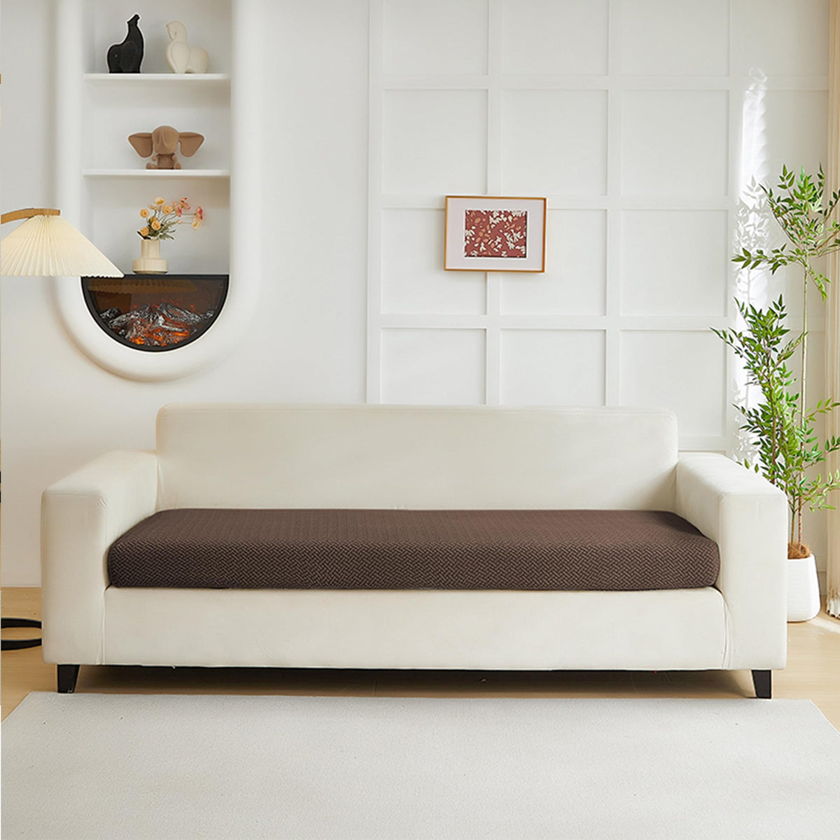 Yoovat Couch Cushion Covers for Sofa Couch Covers Wear-Resistant Universal Sofa Cover Washable Stretch for Sectional Slipcovers (Texture-Light Gray,Large Single Seat Cover)