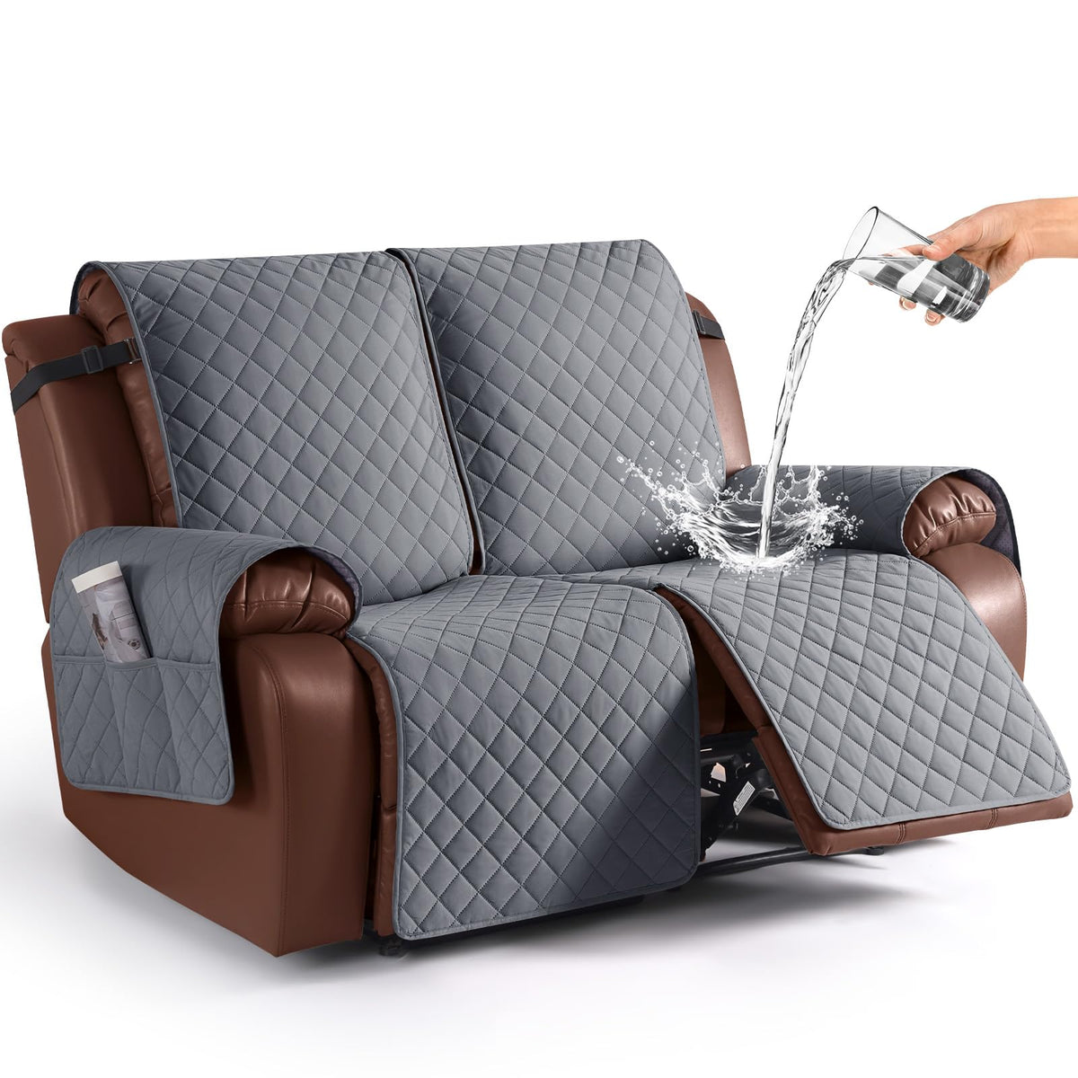 KinCam Waterproof Recliner Sofa Covers Washable, 3 Seater, Chocolate