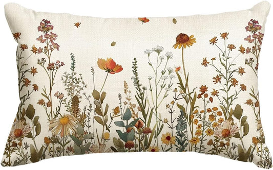 AVOIN colorlife Fall Flowers Throw Pillow Cover 12x20 Inch