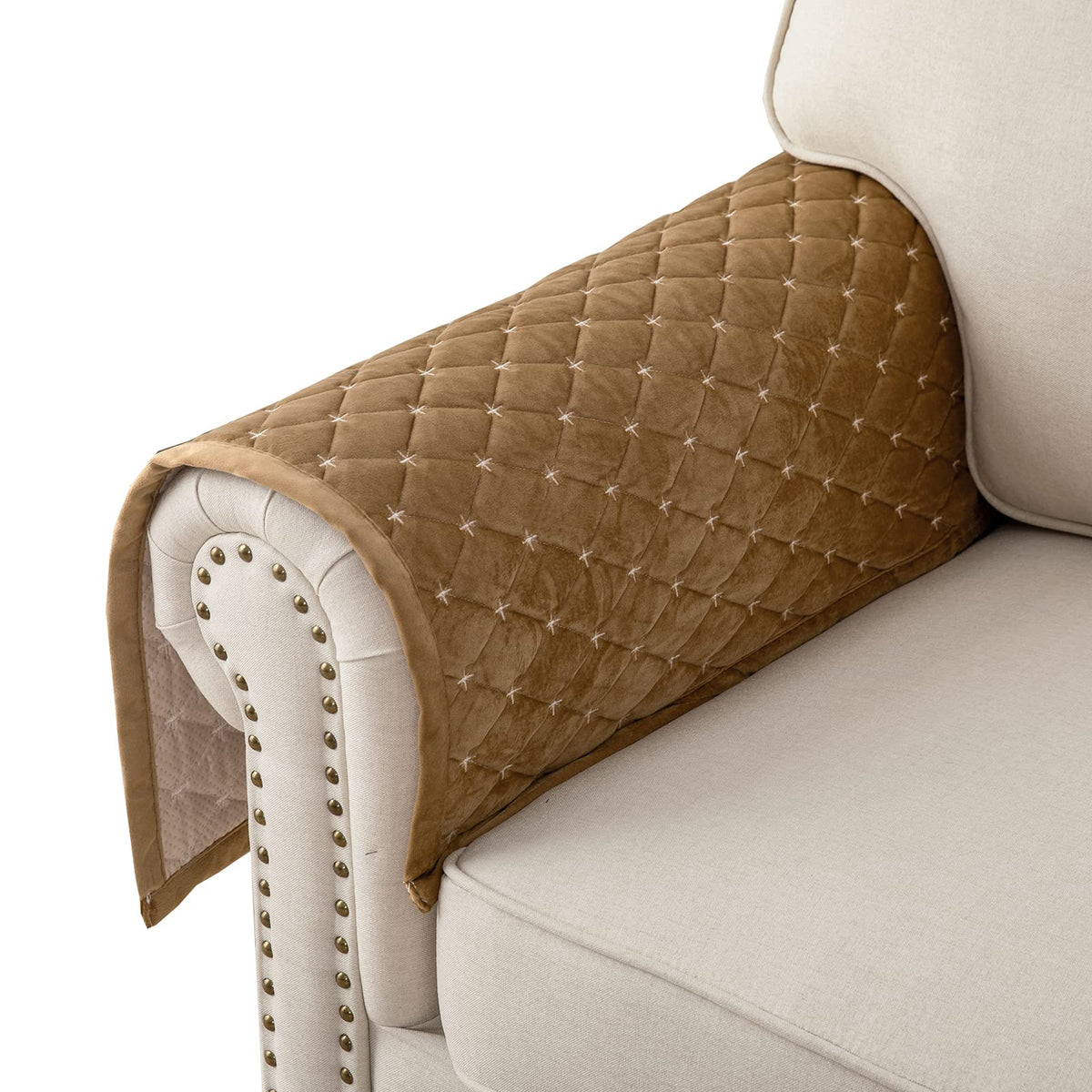 Eismodra Armrest Covers,Couch Cover,Sofa Cover,Backrest Covers,Anti-Slip Armchair Slipcovers for Dogs Cats Pet Loveseat Recliner Leather L Shaped,White 28 x 28 Inches (Only 1 Piece)