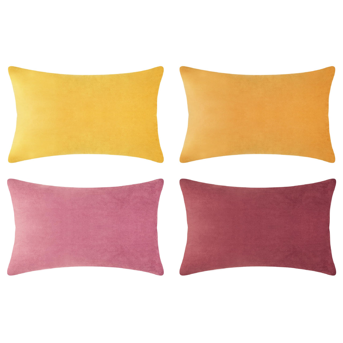 MONDAY MOOSE Decorative Throw Pillow Covers Cushion Cases, Set of 4 Soft Velvet Modern Designs, Mix and Match for Home Decor, Pillow Inserts Not Included (18x18 inch, Orange/Teal)