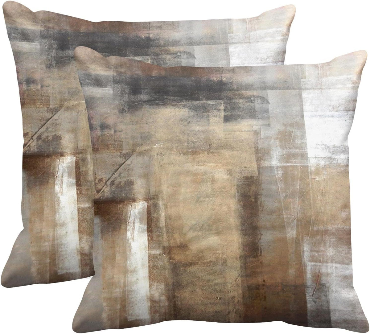 Britimes Throw Pillow Covers Set of 2, 18 x 18 Inch, Grey Brown Beige