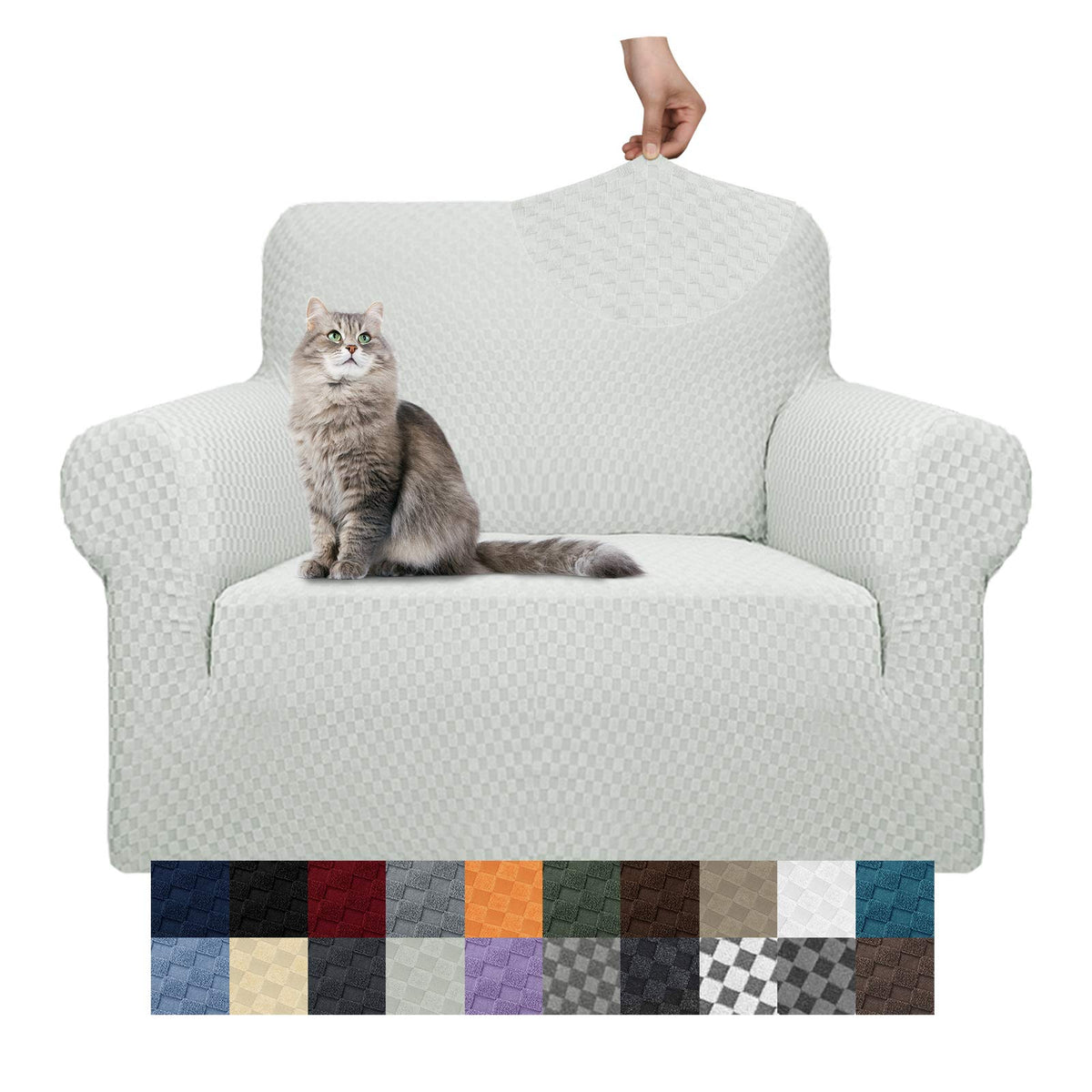 YEMYHOM Couch Cover Latest Jacquard Design High Stretch Sofa Covers for 3 Cushion Couch, Pet Dog Cat Proof Slipcover Non Slip Magic Elastic Furniture Protector (Sofa, Light Gray)
