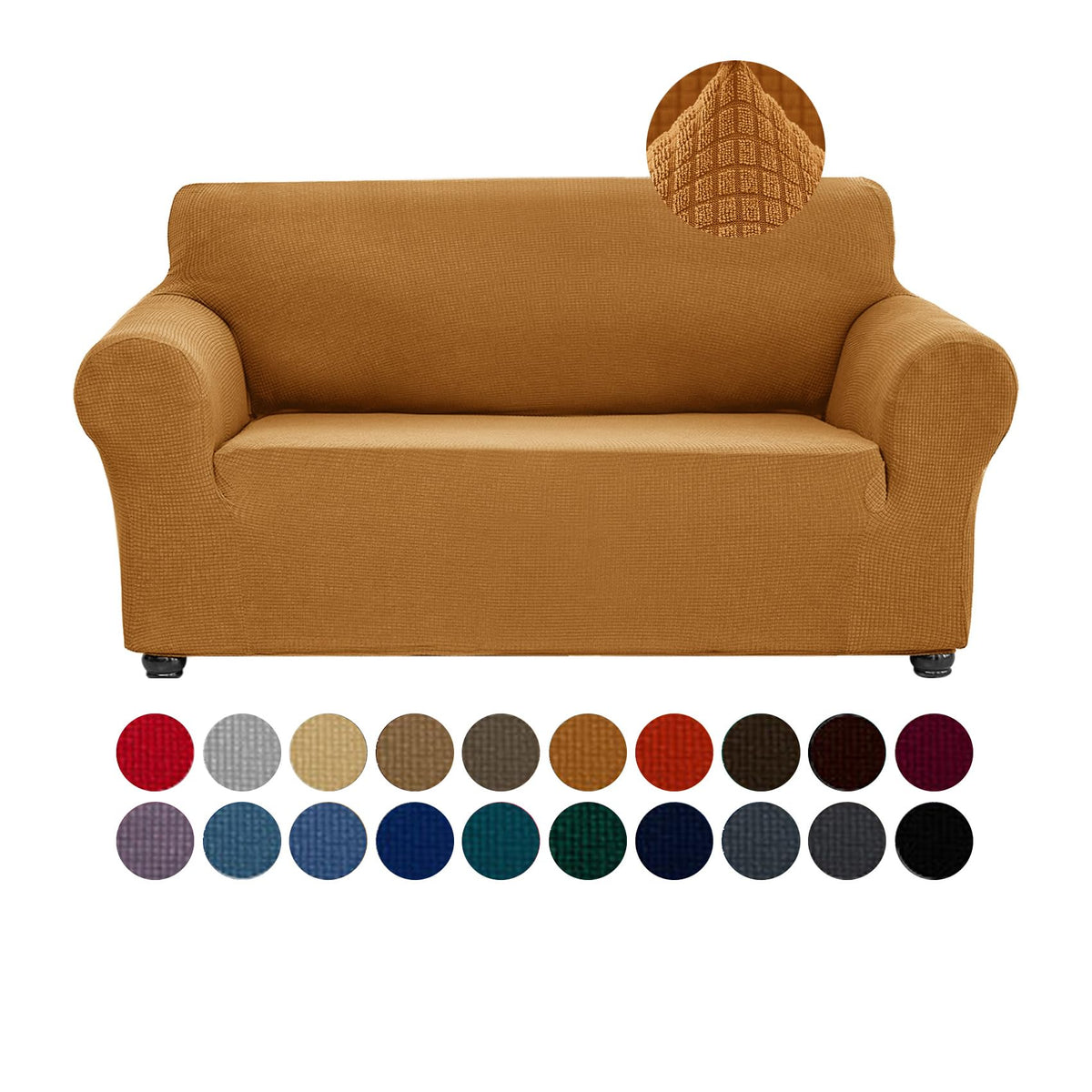 Joccun Stretch Couch Cover Slipcovers, 1-Piece Sofa Covers for 3 Cushion Couch Spandex Jacquard Washable Furniture Protector Cover for Living Room,Kids,Pets(Sofa,Black)