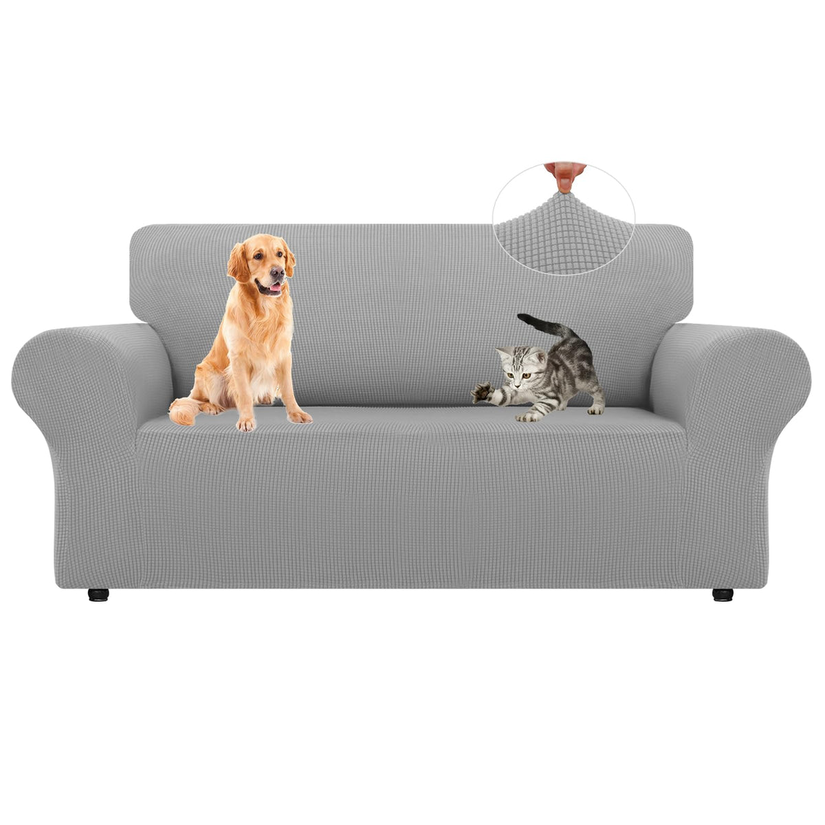 LURKA Stretch Couch Cover for Sofa, 1 Piece 3 Cushion Slipcover, Black