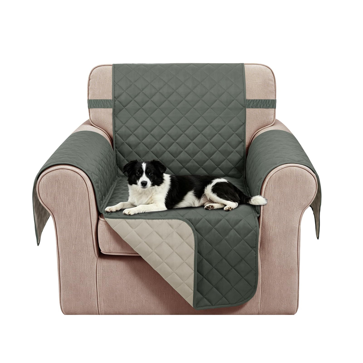 Reversible Sofa Cover for 3 Cushion, Chocolate/Beige