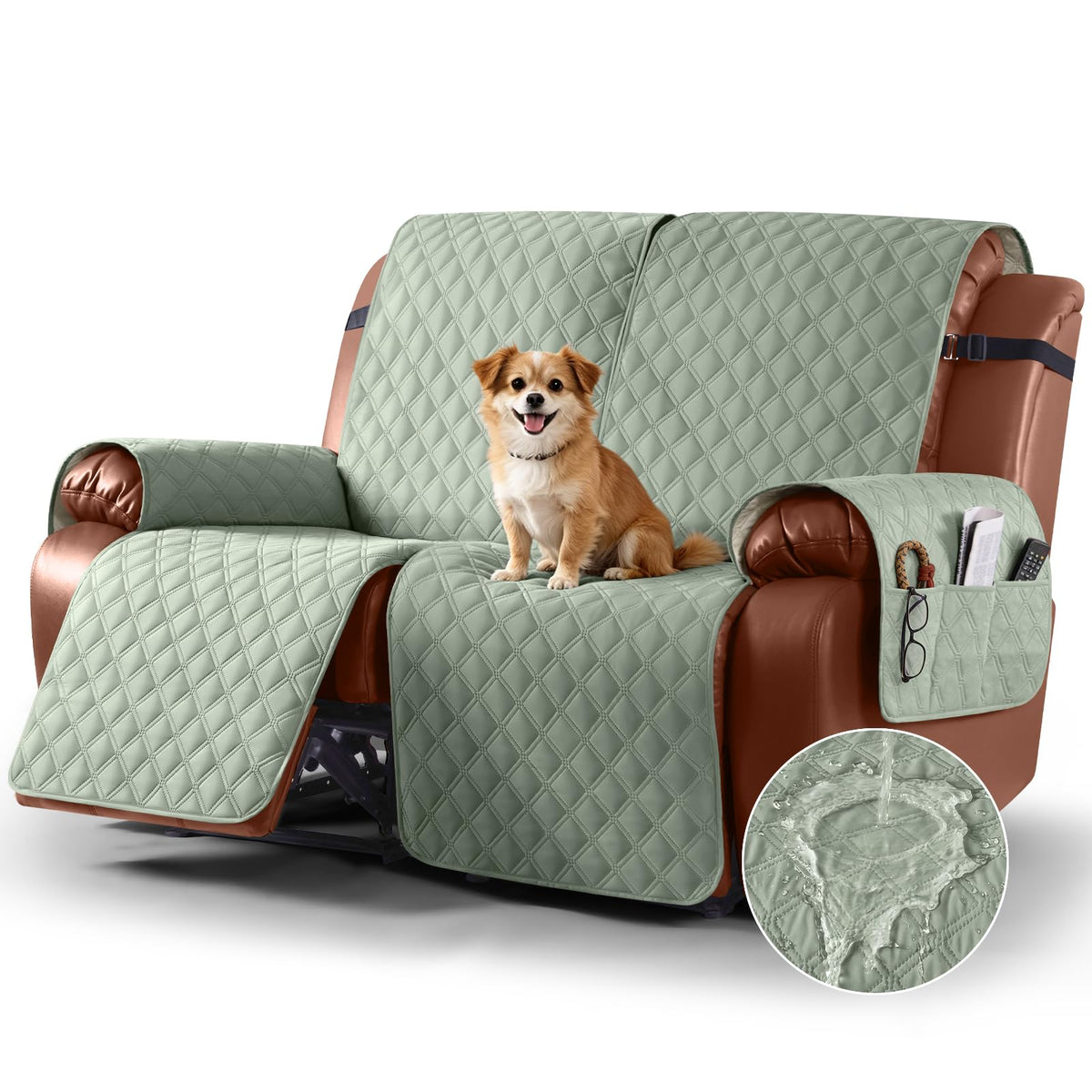 Ruaozz Waterproof Recliner Couch Covers, Non-Slip Sofa SlipCover, 3 Seater