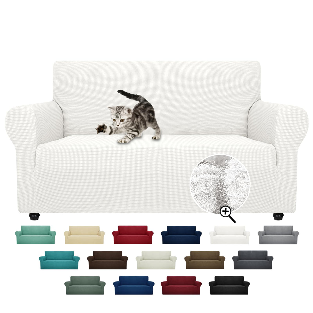 ZNSAYOTX Super Stretch Couch Cover (72"-92") Universal Sofa Covers with Elastic Bottom, Dog Cat Pets Friendly Washable Furniture Protector Fitted Sofa Slipcovers Stay in Place (Dark Grey, Sofa)