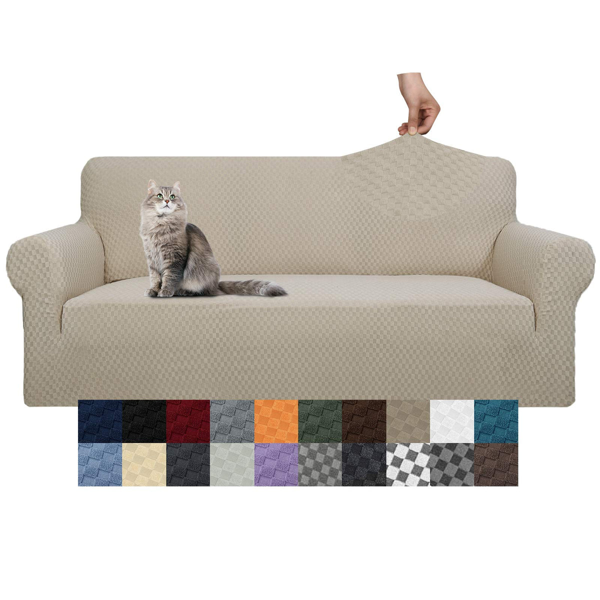 YEMYHOM Couch Cover Latest Jacquard Design High Stretch Sofa Covers for 3 Cushion Couch, Pet Dog Cat Proof Slipcover Non Slip Magic Elastic Furniture Protector (Sofa, Light Gray)