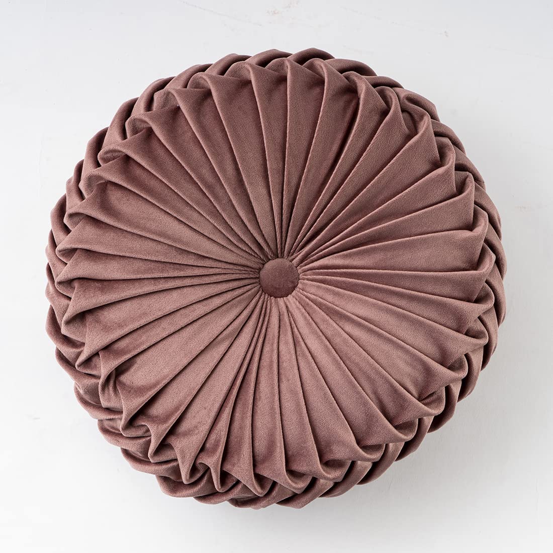 vctops Solid Velvet Seat Cushions Round Floor Pillows Thicken Chair Cushions Pleated Chair Pads Seat Pad Throw Pillows for Bedroom Living Room (Beige,Diameter 15")