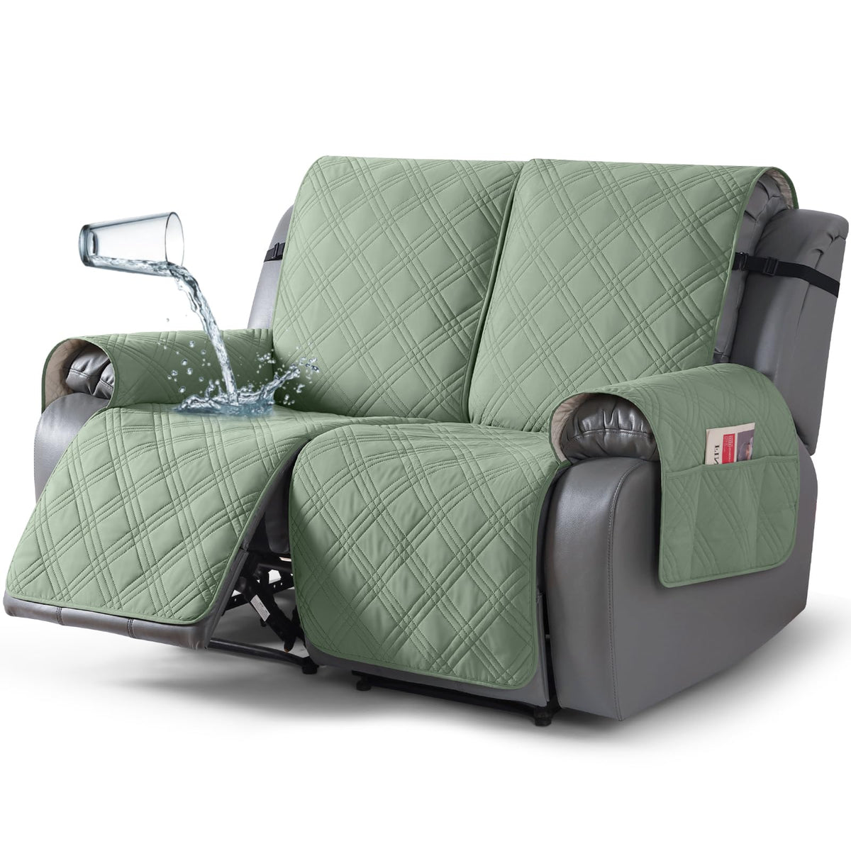 TAOCOCO 100% Waterproof Recliner Sofa Cover Non Slip Couch Cover for 3 Seat Reclining Sofa, Split Reclining Couch Covers 3-Piece with Straps, Washable Sofa Slipcover for Kids Pets(3 Seater, Chocolate)