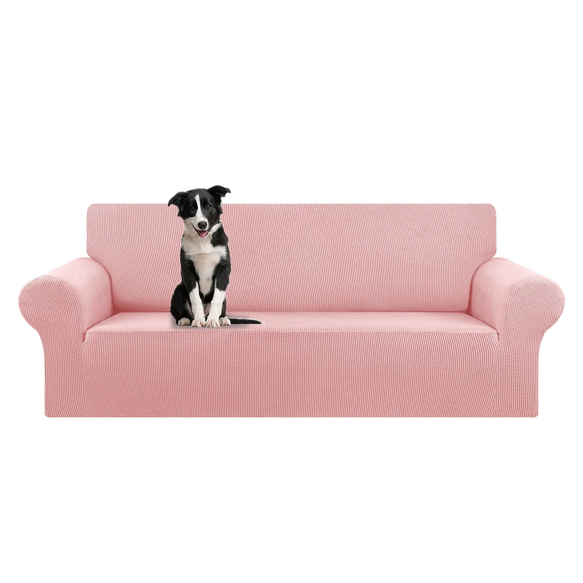 KEKUOU Stretch Couch Covers for Sofa, 3 Cushion Couch Slipcover,Black