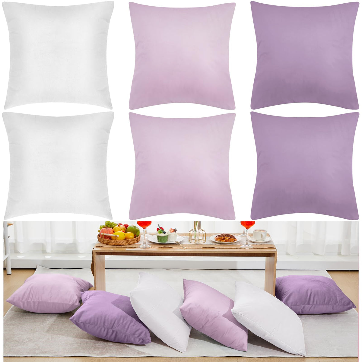 Berlune 12 Pcs Hot Pink Velvet Throw Pillow Cover 18x18 Picnic Cushion Case
