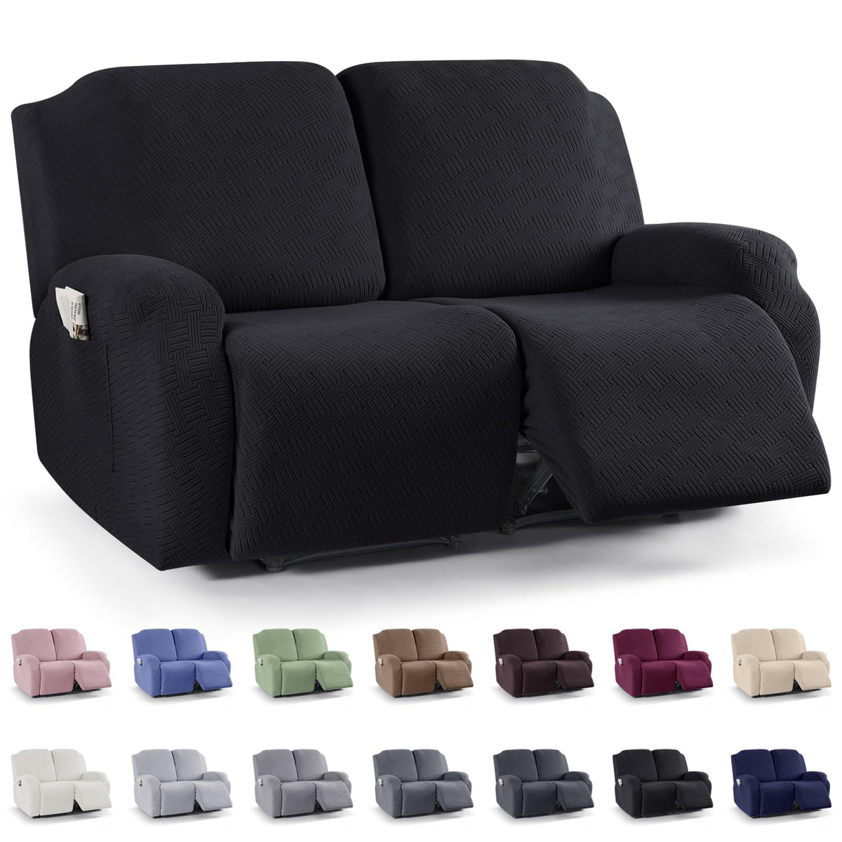 KinCam Recliner Sofa Covers, Stretch Reclining Cover, Dark Gray