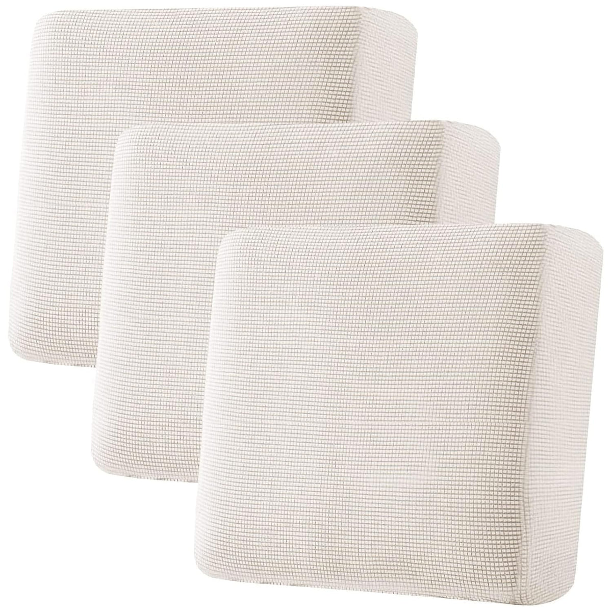 H.VERSAILTEX Super Stretch Individual Seat Cushion/Couch Slipcover Sets Thick Jacquard Textured Twill Fabric (3 Piece Sofa Covers, Sand)