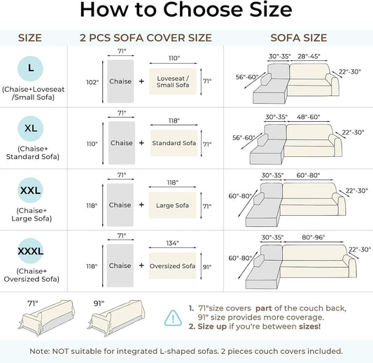 CAPALOCA Sectional Couch Covers for Sofa Washable L Shaped Couch Cover XL