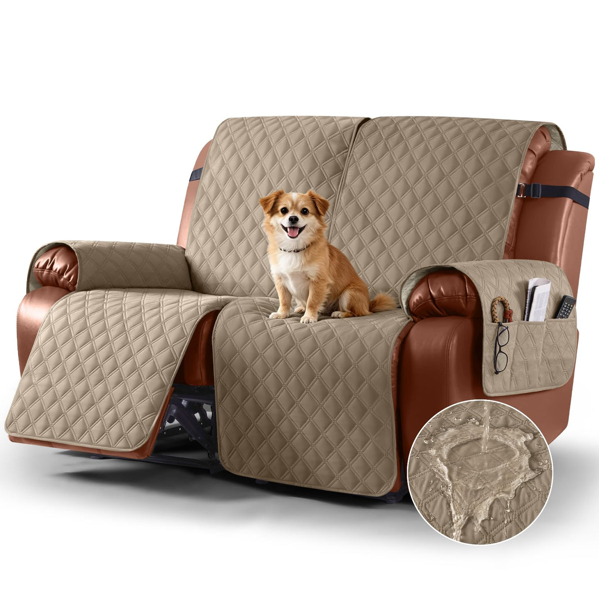 Ruaozz Waterproof Recliner Couch Covers, Non-Slip Sofa SlipCover, 3 Seater