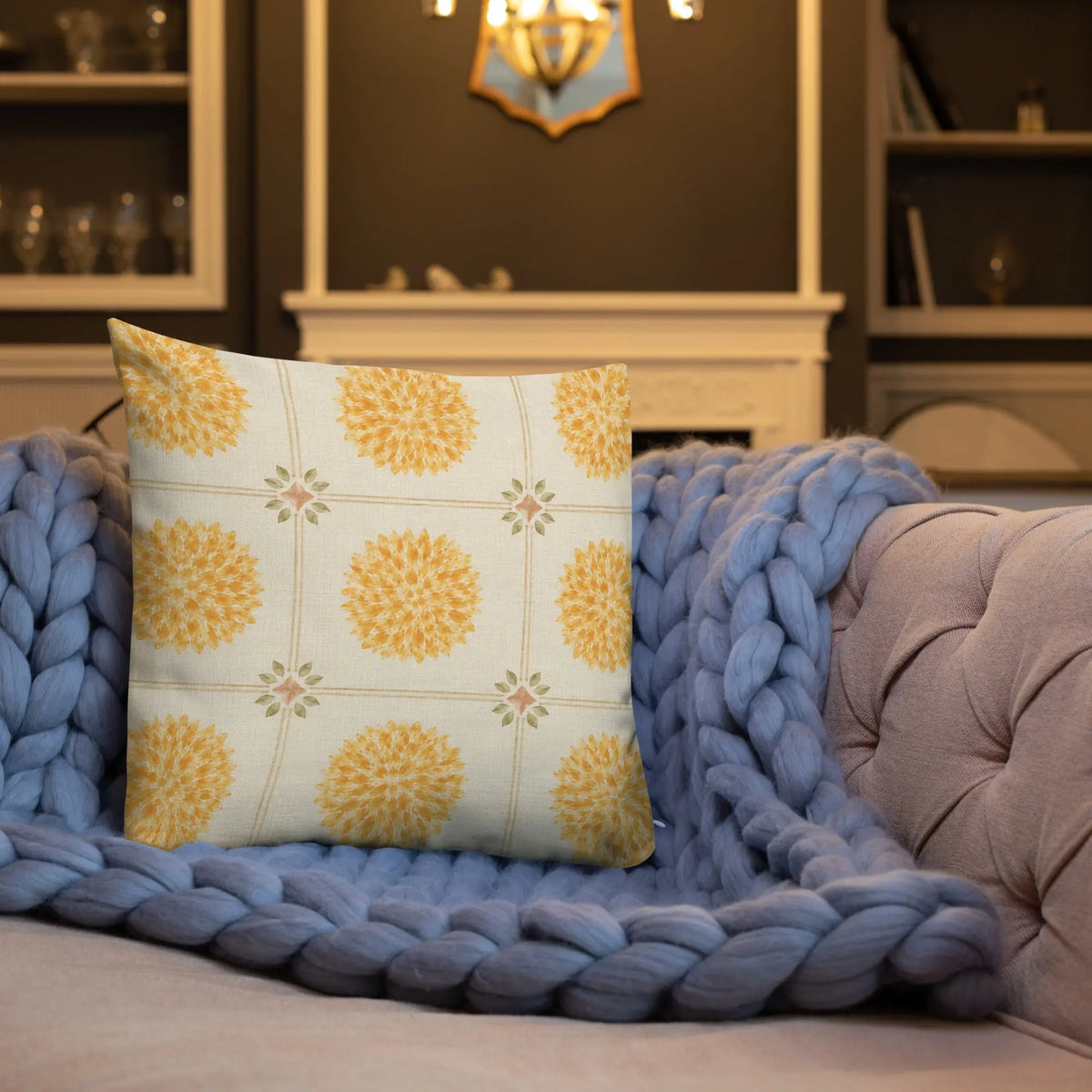 Marigold Champagne Grid Accent Pillow - Champagne