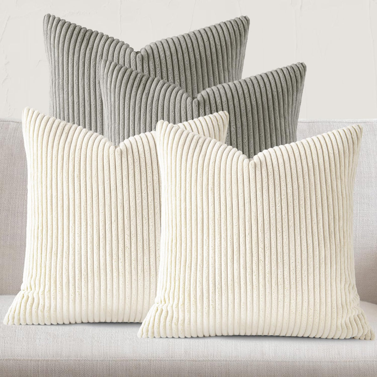 JEYDER Soft Corduroy Throw Pillow Covers 18x18 Fall Green Boho Accent Decor