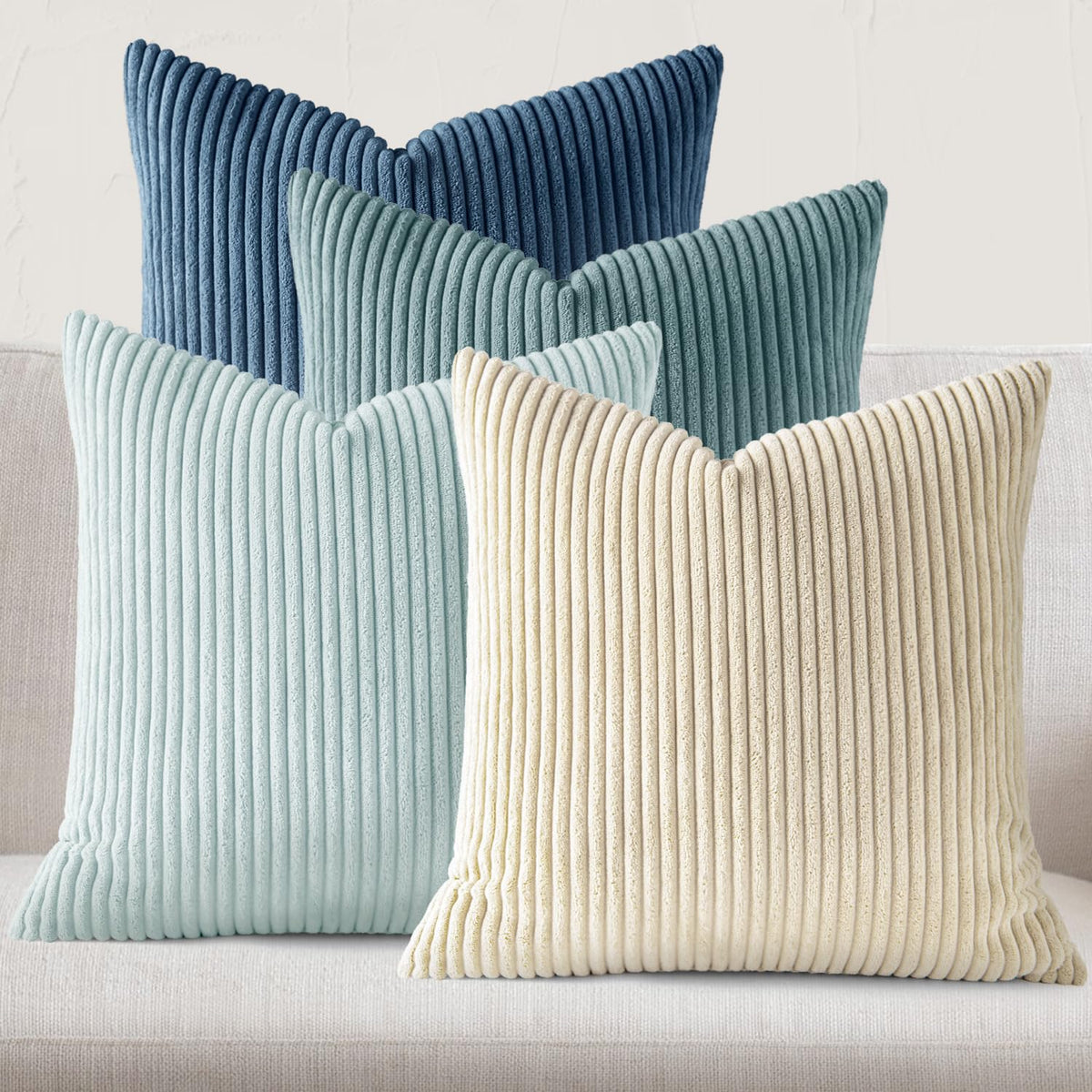 JEYDER Soft Corduroy Throw Pillow Covers 18x18 Fall Green Boho Accent Decor