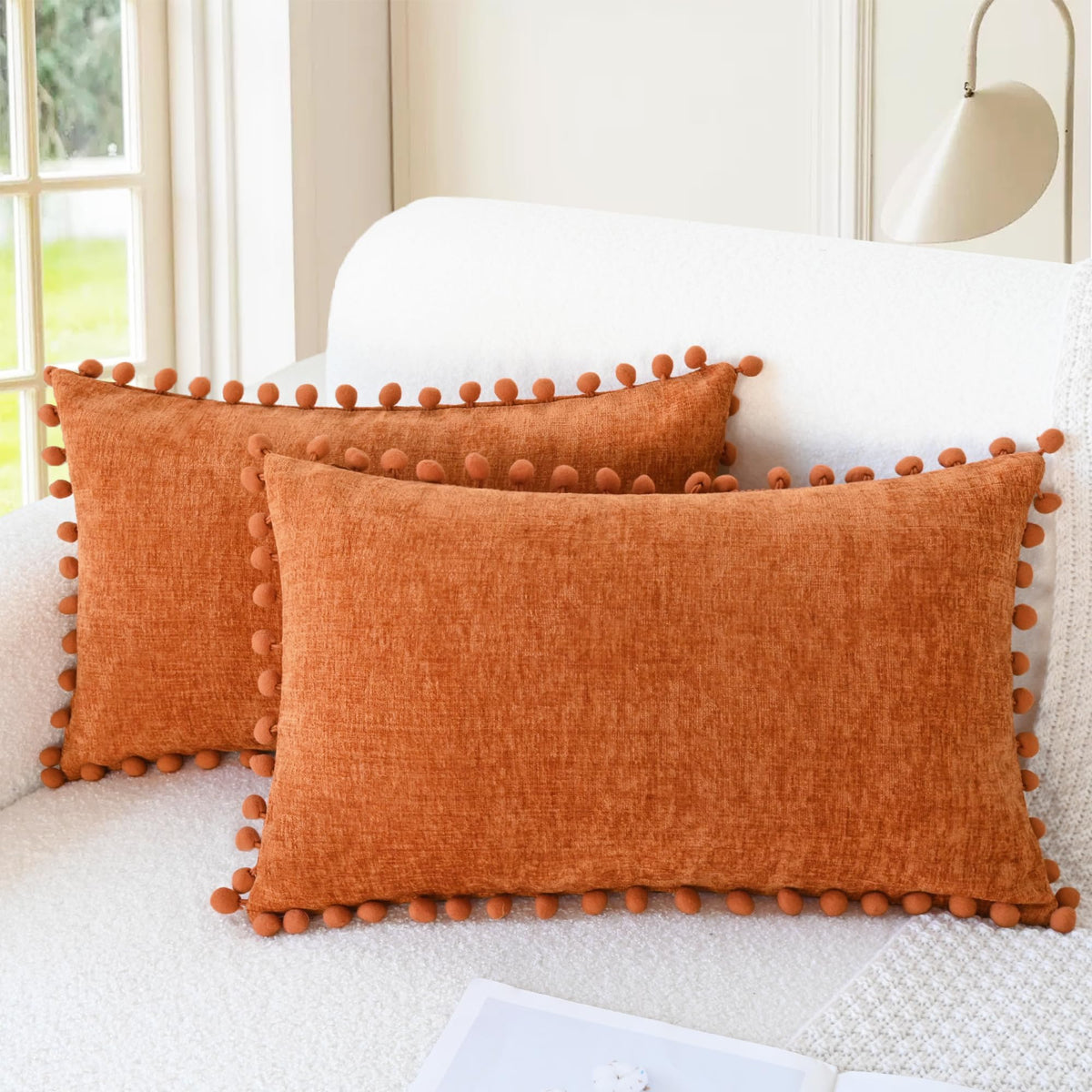 CaliTime Decorative Couch Throw Pillow Covers 20 X 12 Inches Apricot Brown