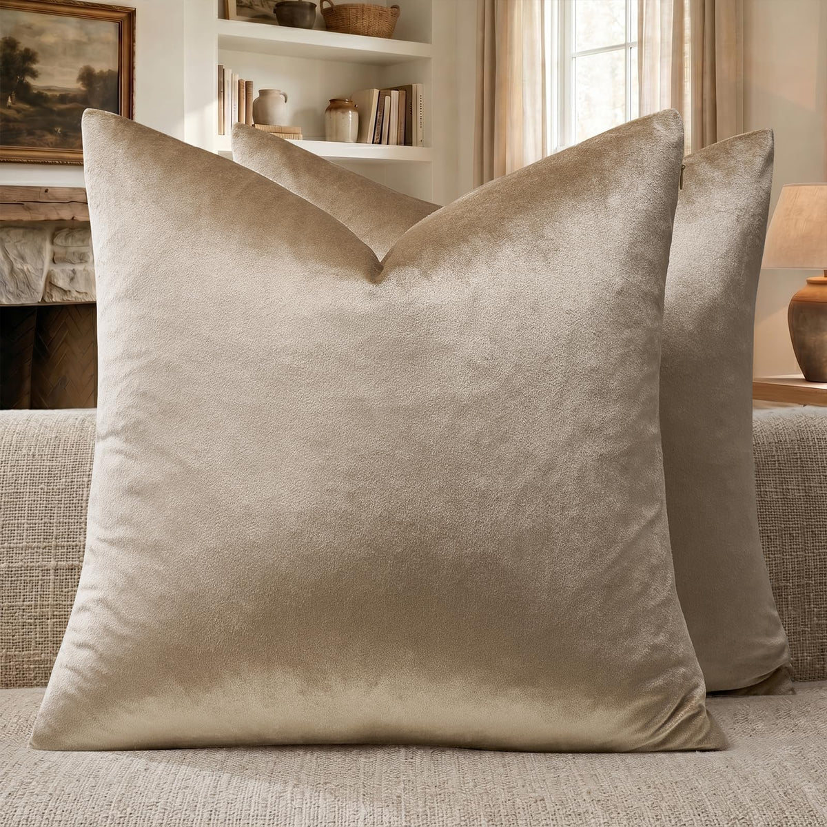 GIGIZAZA Gold Velvet Pillow Covers 18x18 Decorative Pillows Pack of 2