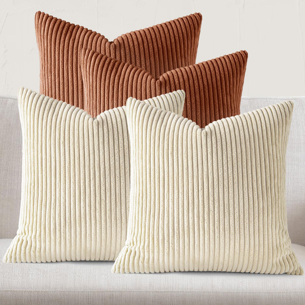 JEYDER Soft Corduroy Throw Pillow Covers 18x18 Fall Green Boho Accent Decor