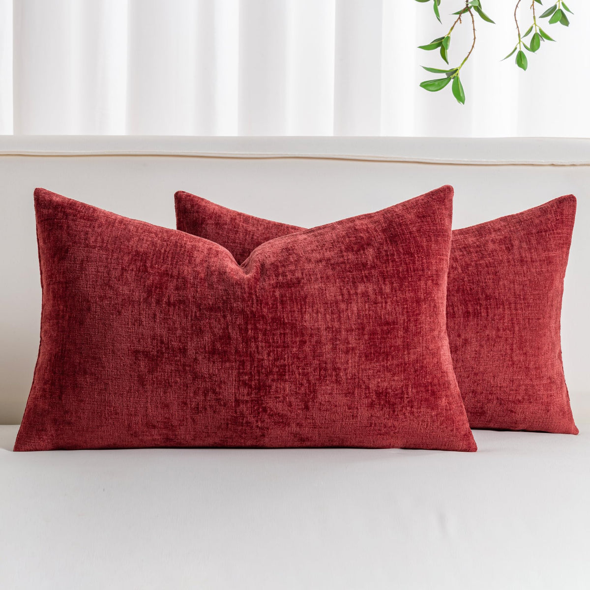 Pack of 2 Chenille Decorative Throw Pillow Covers 18x18 Inch Navy Blue