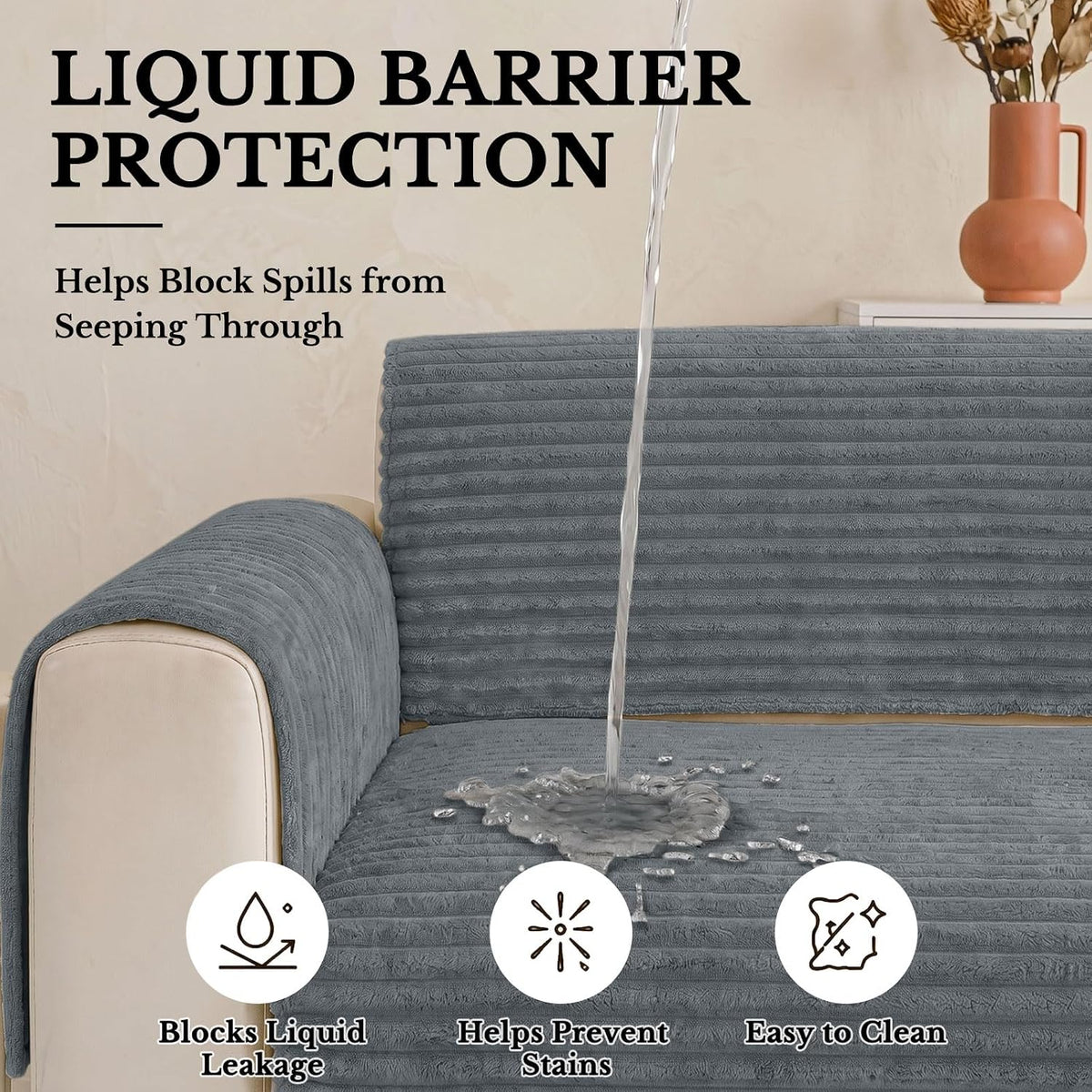 Smiry Waterproof Couch Cover for Dogs, Washable Non Slip Plush Protector