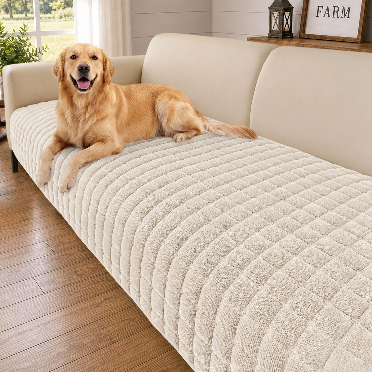 Smiry Velvet Couch Cover for Dogs, Non Slip Soft Sofa Protector for Pets