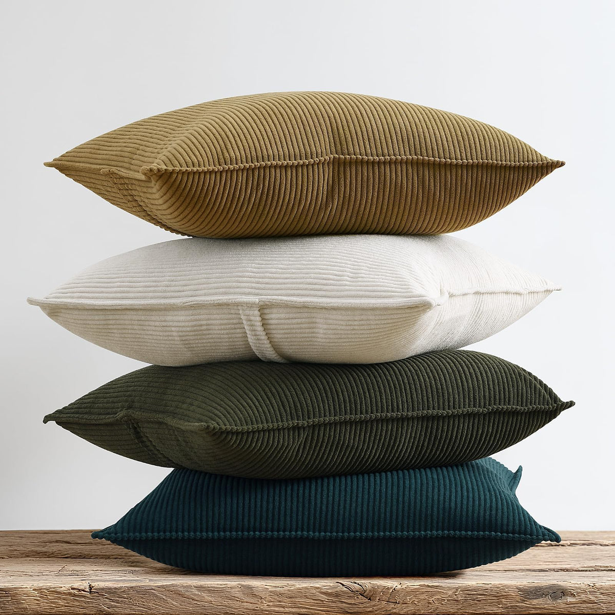Pack of 4 Throw Pillow Covers Corduroy 18x18 Inch,Maillard Tones