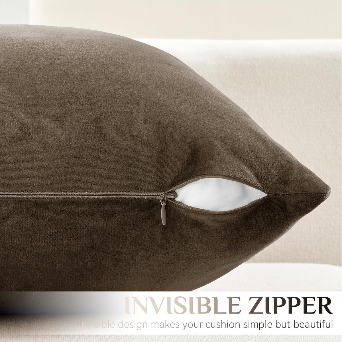 Softalker Velvet Throw Pillow Covers 18x18 Set of 4, Brown Gradient
