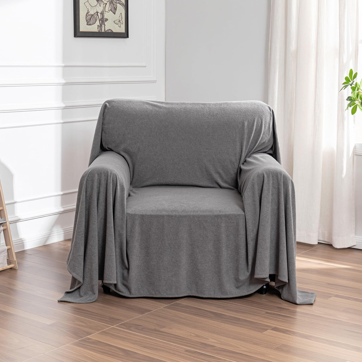 MEETSKY Couch Cover for 2 Cushion Couch, Couch Covers for Dogs Washable Non Slip Cat Scratch Proof Sectional Love Seat Covers L Shaped Soft Couch Furniture Protector for Pets, 71" x 118", Grey