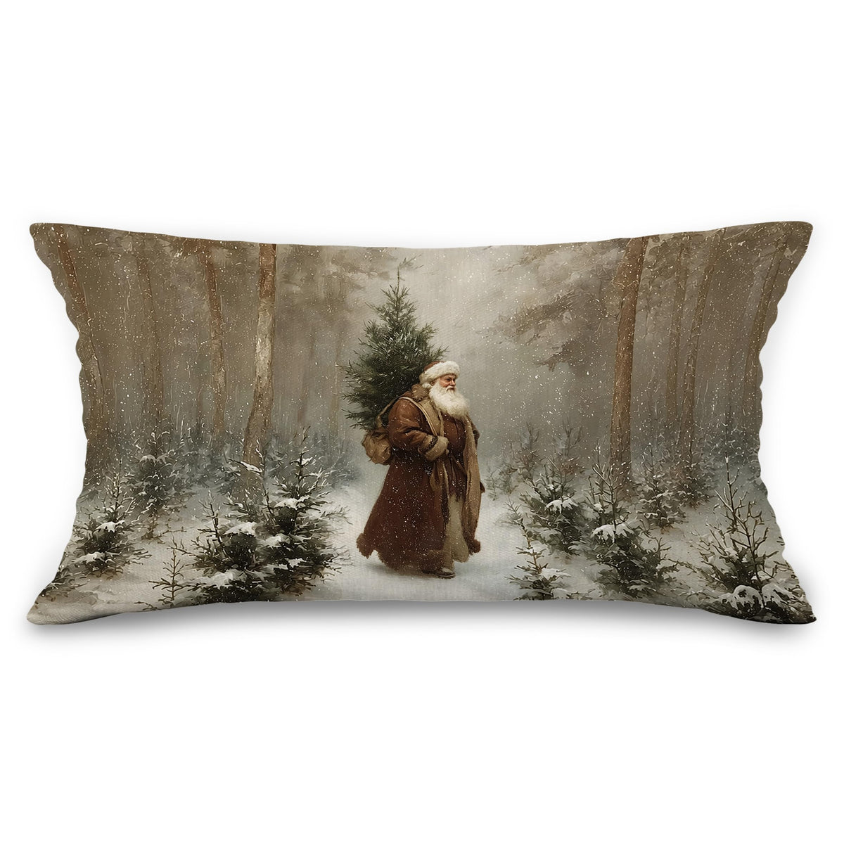 Vintage Christmas Tree Fireplace Throw Pillow Covers