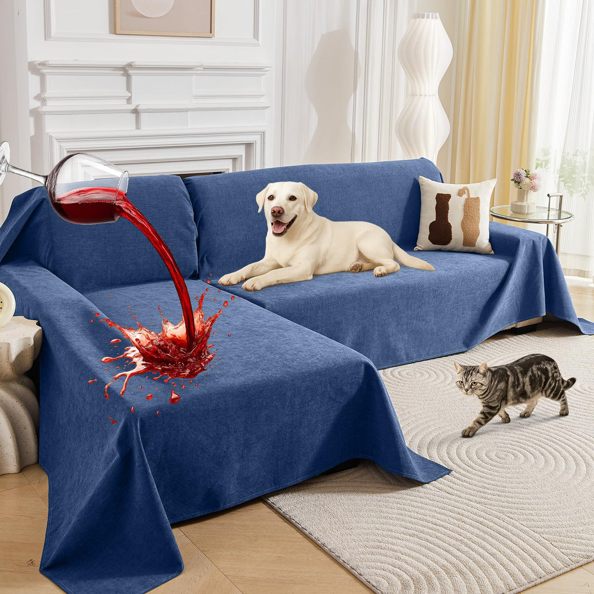 100% Waterproof Sectional Couch Covers, 2 Pieces L Shaped Sofa Cover, XX-L