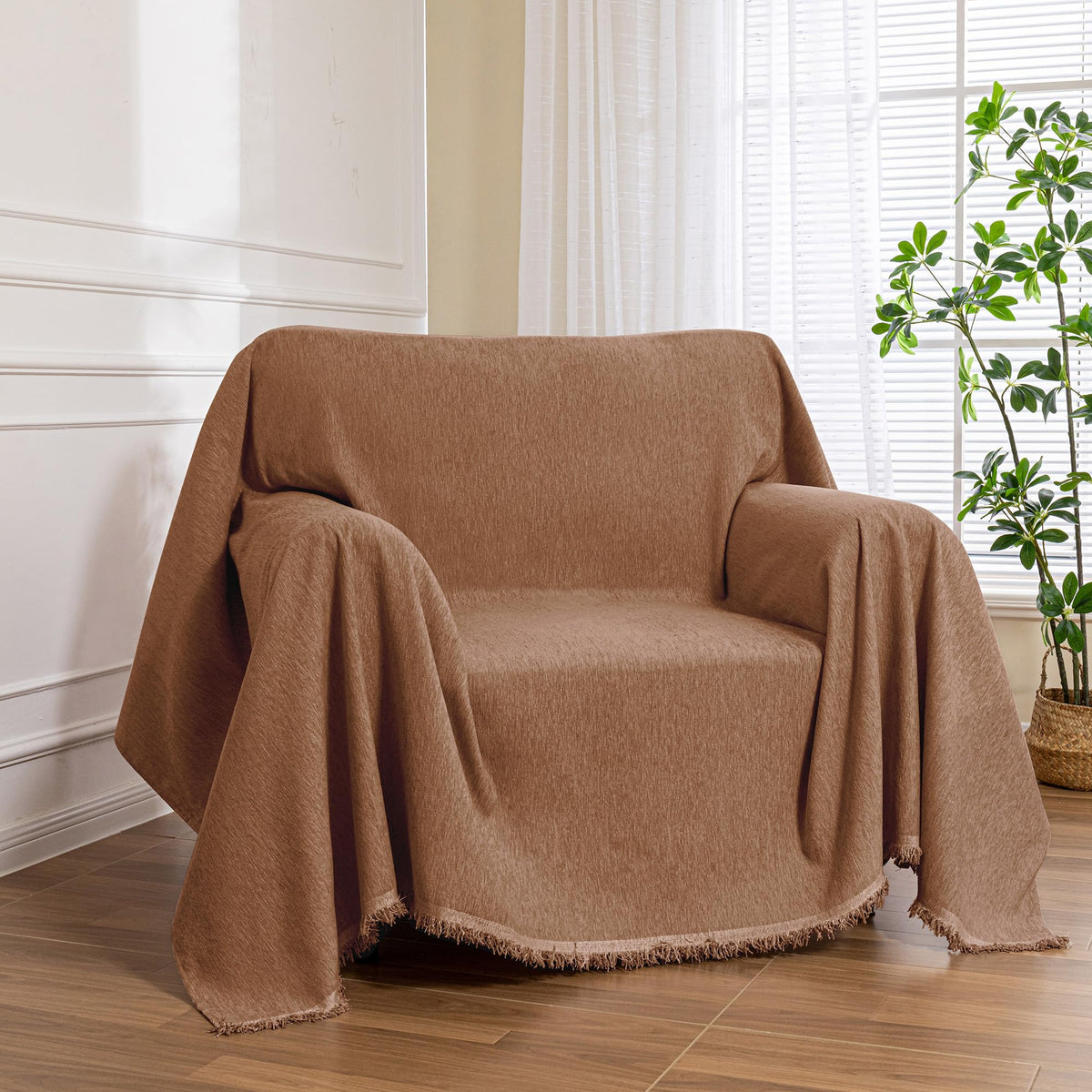 MEETSKY Couch Cover Sofa Covers Couch Covers for 3 Cushion Couch Sofa Pet Friendly, L Shaped Sectional Sofa Covers Washable Simply Put Sofa Throw Cover for Dogs, 91" x 134", Beige