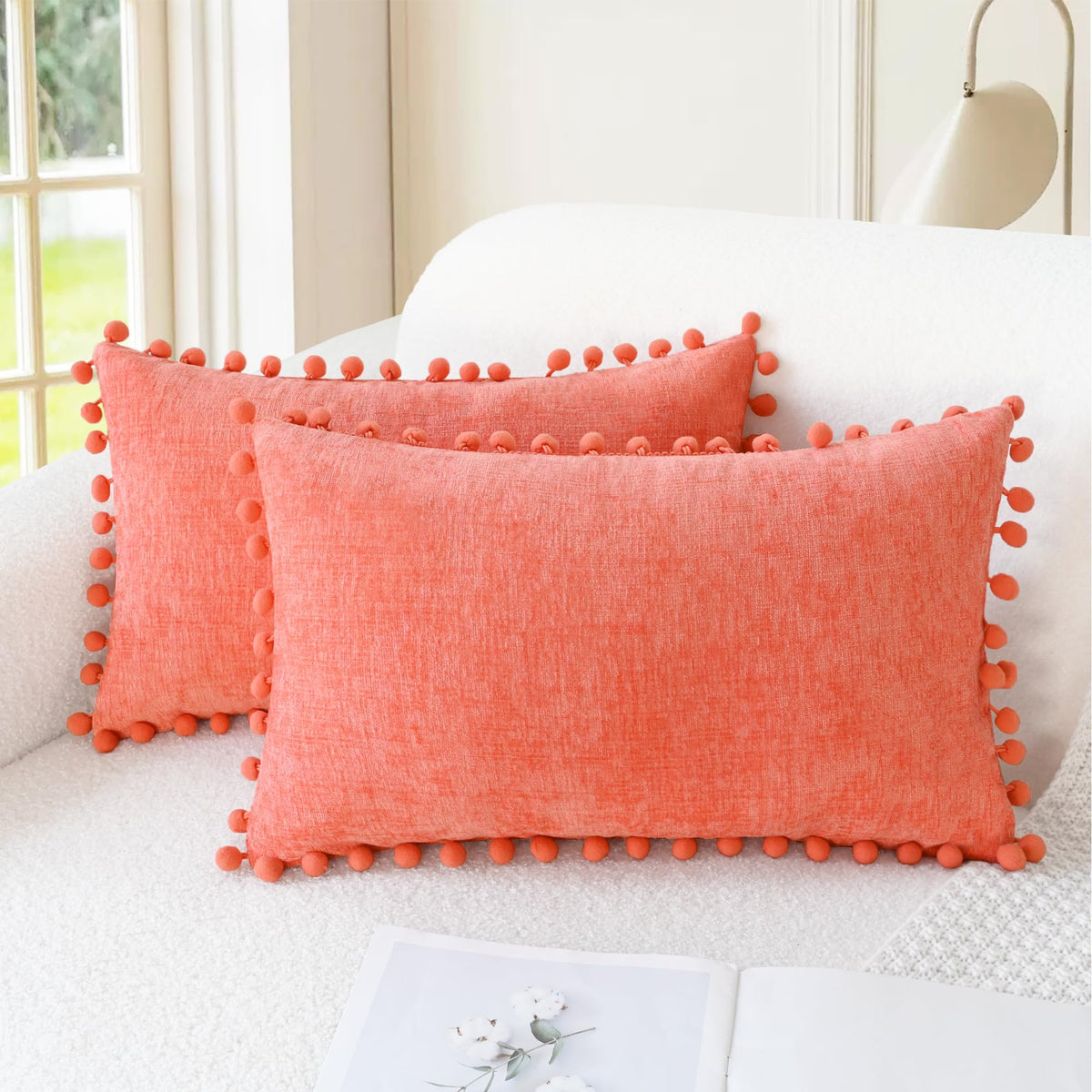 CaliTime Decorative Couch Throw Pillow Covers 20 X 12 Inches Apricot Brown
