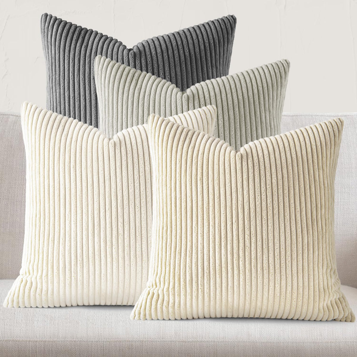 JEYDER Soft Corduroy Throw Pillow Covers 18x18 Fall Green Boho Accent Decor