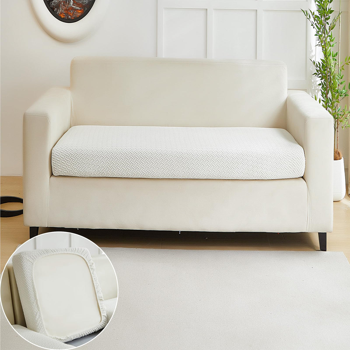 Yoovat Couch Cushion Covers for Sofa Couch Covers Wear-Resistant Universal Sofa Cover Washable Stretch for Sectional Slipcovers (Texture-Light Gray,Large Single Seat Cover)