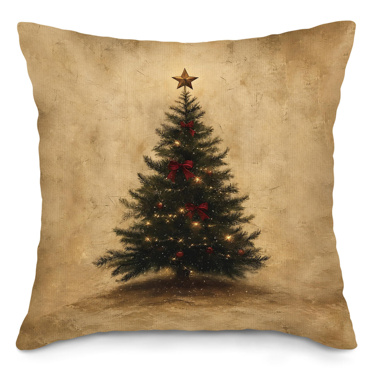 Vintage Christmas Tree Fireplace Throw Pillow Covers