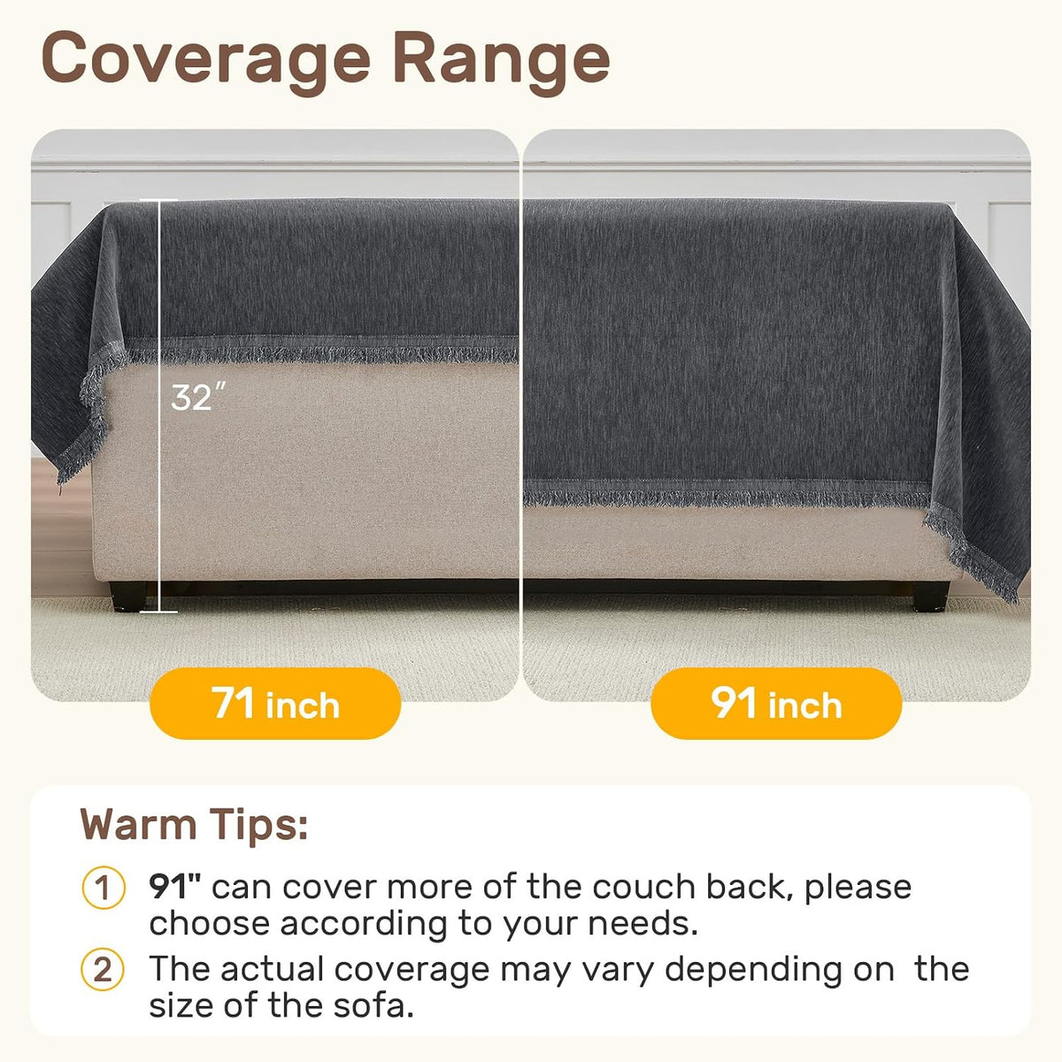2 Pieces Sectional Couch Covers L Shaped Cover XL Dark Gray