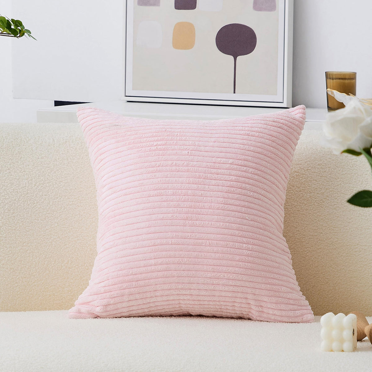 Home Brilliant Mustard Yellow Throw Pillow Cover 18x18 Decorative Plush Corduroy Striped Fall Decor Throw Pillow Cushion Cover for Couch Bed Decor, 18 x 18 (45x45), Sunflower Yellow