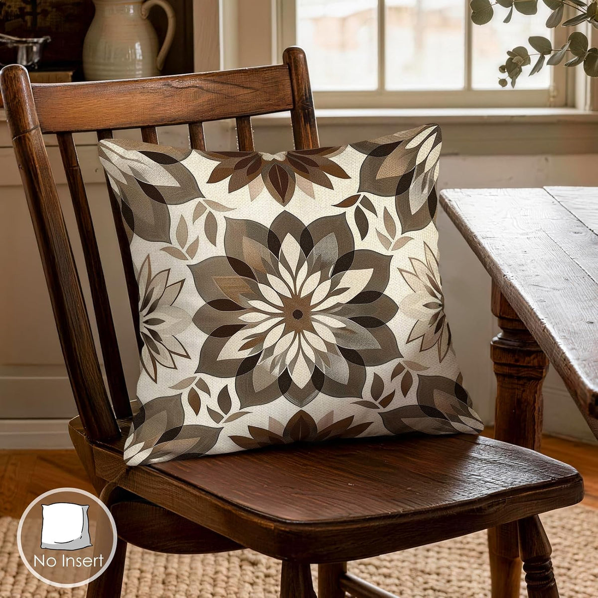 OBSEDE Rustic Neutral Boho Floral Throw Pillow Covers 18x18 Inch Set of 4