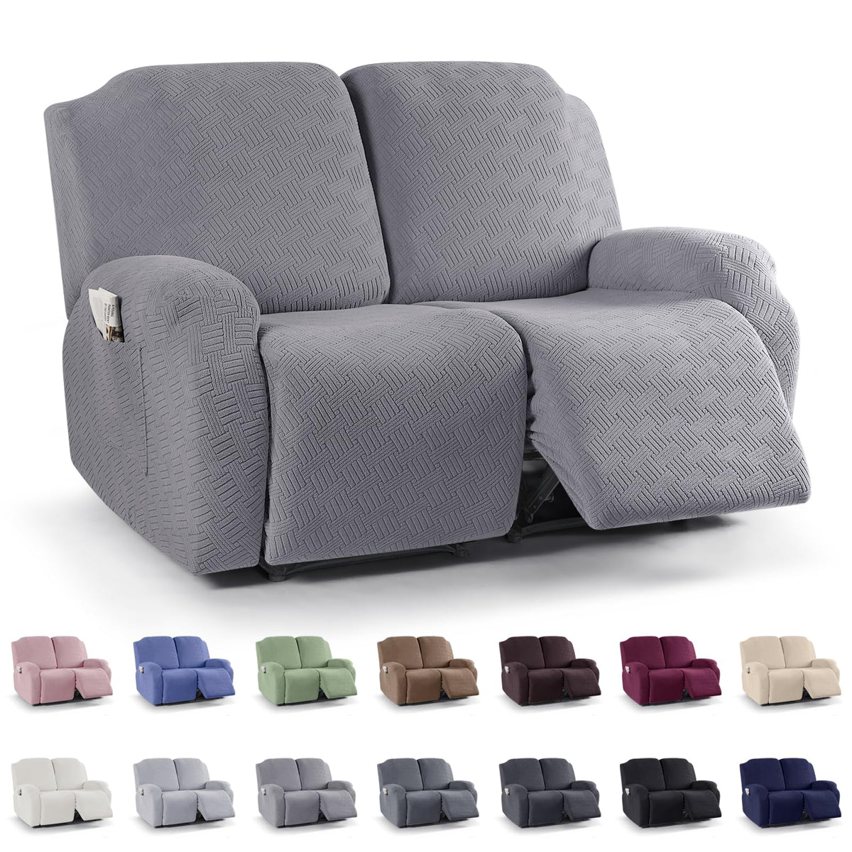 KinCam Recliner Sofa Covers, Stretch Reclining Cover, Dark Gray