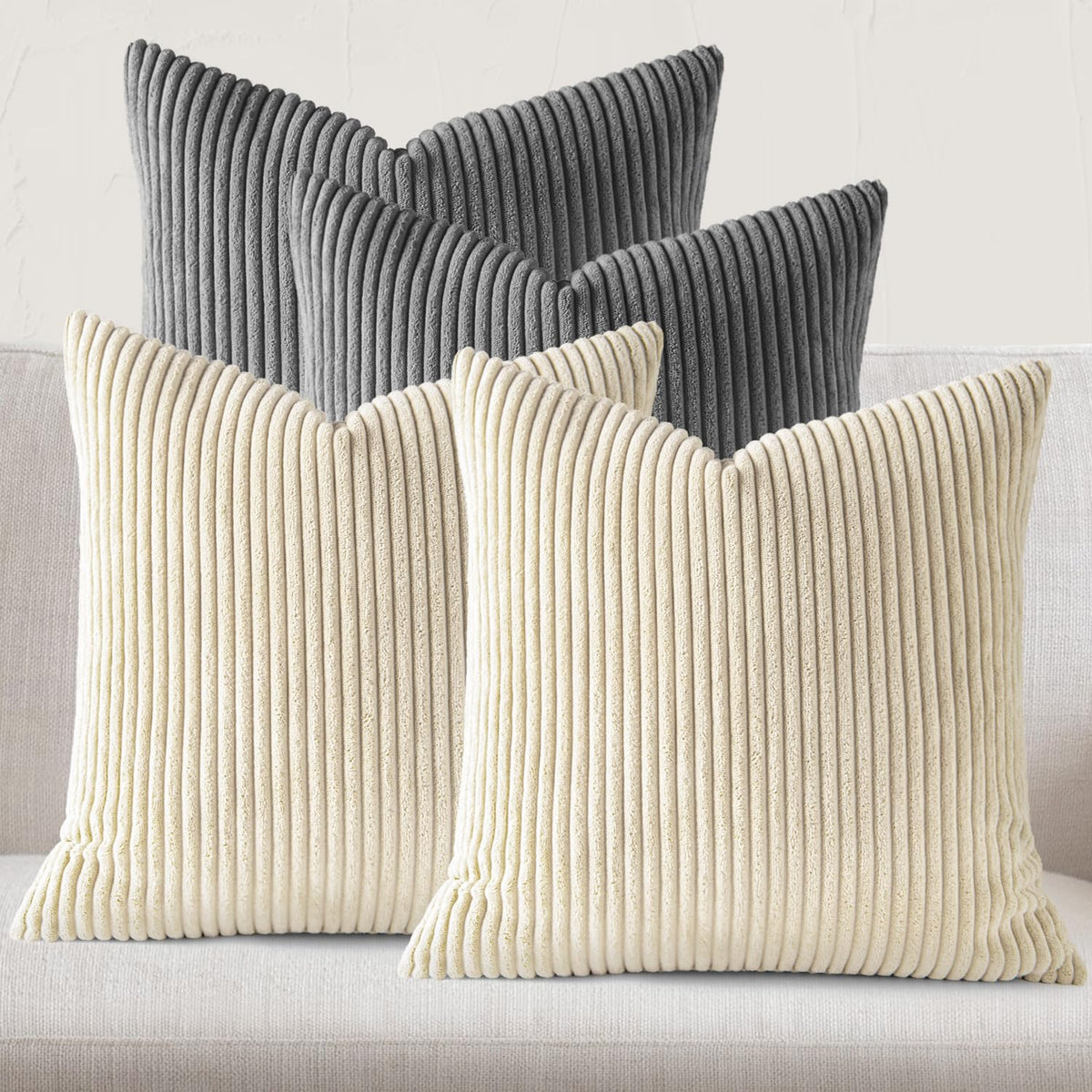 JEYDER Soft Corduroy Throw Pillow Covers 18x18 Fall Green Boho Accent Decor