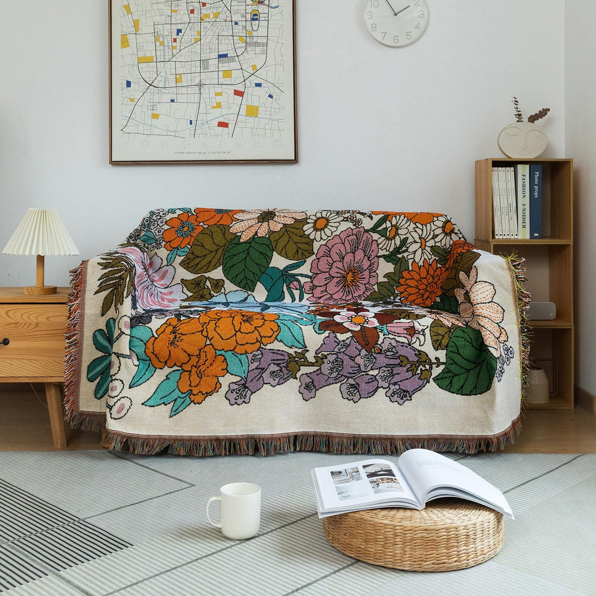 DREAMINGO Green Floral Couch Cover Farmhouse Botanical Jacquard Sofa Covers for 2 Cushion Couch Cozy Chenille Living Room Furniture Loveseat Sectional Sofa Slipcovers Washable, Large 71"x118"