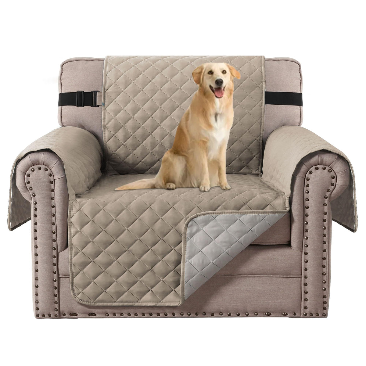 H.VERSAILTEX Reversible Couch Cover for 3 Cushion Cover Pet Friendly Sofa Cover for Dog Washable Furniture Protector Water Resistant Slipcover with Non Slip Elastic Strap(Sofa, Ivory/Beige)