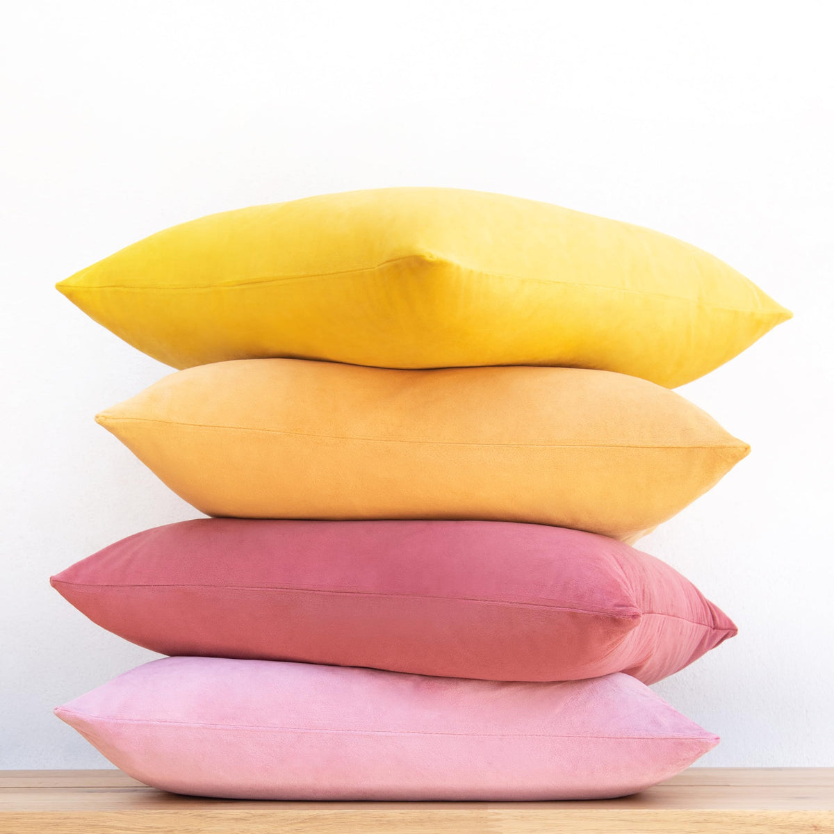 MONDAY MOOSE Decorative Throw Pillow Covers Cushion Cases, Set of 4 Soft Velvet Modern Designs, Mix and Match for Home Decor, Pillow Inserts Not Included (18x18 inch, Orange/Teal)
